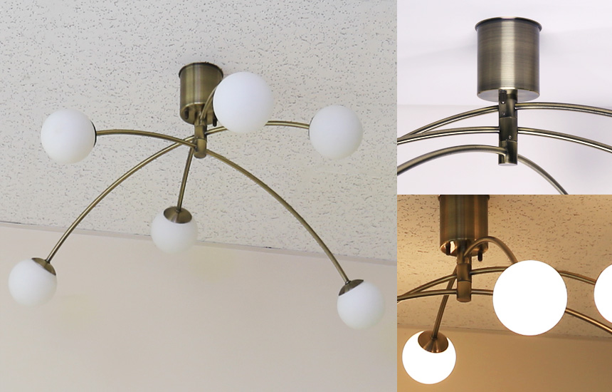 6灯LEDシャンデリアGCH003-6。球状のランプがおしゃれなシャンデリア。